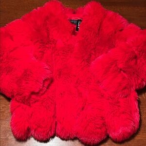 Fabulous Furs Bold Red Faux Fur Coat